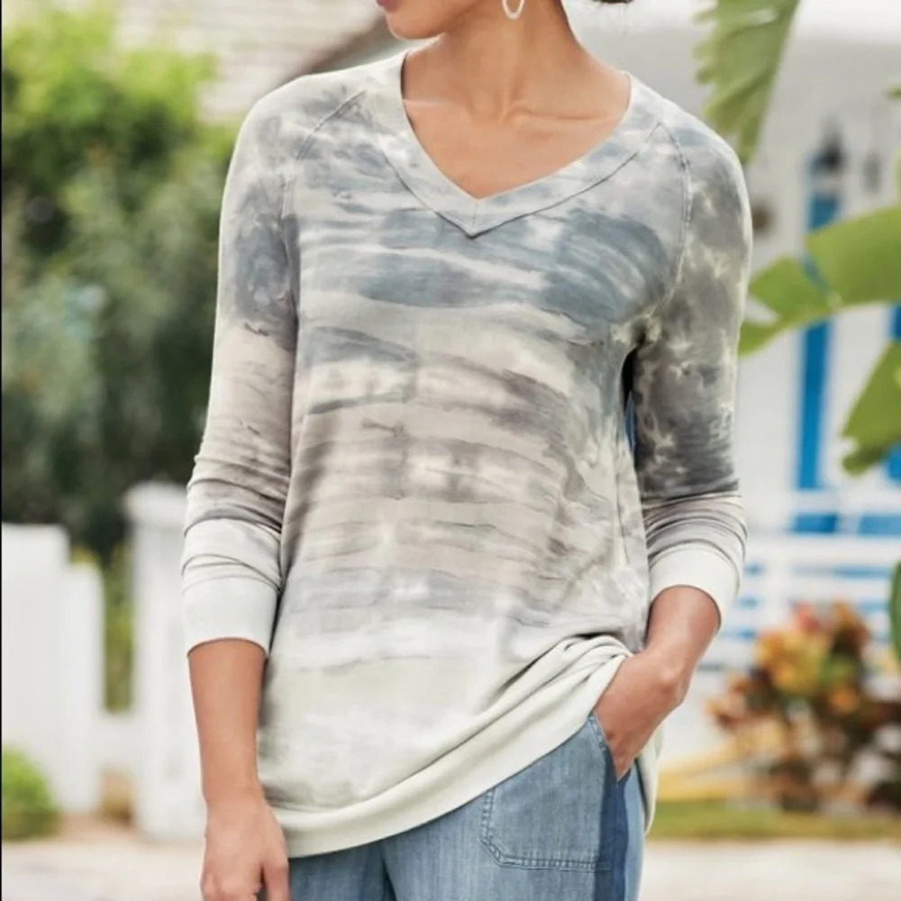 Soft Surroundings Boho Watercolor Soft Stretch Tie Dye Painterly Tunic Top